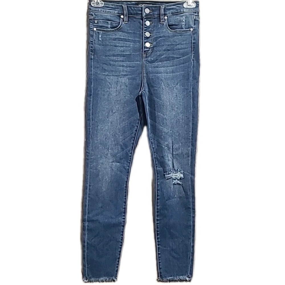 Liverpool The High Rise Ankle Jeans 6/28 x 27 Frayed Hem Distressed Elmdale Wash